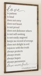 Love Is Patient Love Is Kind Framed Wood Sign 1 Corinthians 13 Scripture Wall Art Christian Wooden Si Christian Wall Art Wood Frame Sign Scripture Wall Art