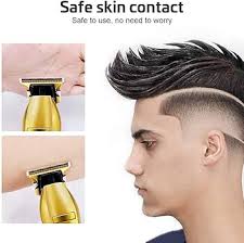 Professional Rechargeable Hair Trimmer Portable Shaver Pro Gold Skeleton  Stainless Steel All Metal Housing Outlining Cordless T-blade Hair Clipper  ...