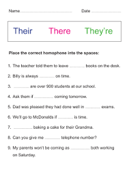 There, they're, their worksheets to print: Homophones Their There They Re English Worksheets For Kids Teaching English Grammar Teaching Grammar
