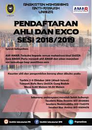 Bidaan nombor plat kenderaan 'unisza' dibuka hari ini by 2,370 pelajar unisza kembali ke kampus dikuarantin 10 hari by norhaspida yatim | 08 mar 2021 naib canselor unisza, profesor datuk dr hassan basri awang mat dahan berkata, proses kemasukan. Unisza Amar Amar Unisza Angkatan Mahasiswa Anti Rasuah Facebook