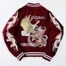 japanese japan vintage yokosuka eagle dragon ryu battle gold velveteen sukajan souvenir jacket fall outerwear sukajan jacket fashion outfits