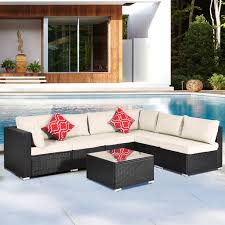New patio clearance 25% off shop now. Clearance 7 Piece Patio Dining Set 6 Rattan Wicker Chairs And Glass Table All Weather Patio Conversation Set With Cushions For Backyard Porch Garden Poolside L4495 Walmart Com Walmart Com