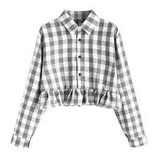 Black And White Checkered Button Up Shirt Button Down Plaid Ruffle Shirt 20 Liked On Polyvore Featuring Tops Flutter Sleeve Top Plaid Top Checkere Plaid Checkered Shirt Shirt Style Ruffle Shirt