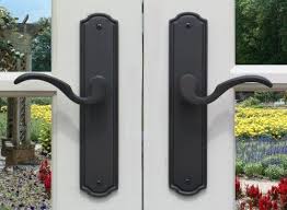 The dummy handle set is mounted on the inactive door while the single or double cylinder handle set is mounted to the active door. Handlesets Double Door Handle Set With Dummy Lever Handleset Entry Door Handle Lock Inative Handle Hardware