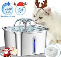 Cat Water Fountain, 3.2L/108Oz Stainless Steel Automatic Pet Water  Fountain, 3 Replacement Filters Cat Drinking Fountains, Adjustable Water  Flow Ultra ...