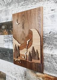 I Made This Yosemite Wood Art 12 X 17 Walnut Red Oak Aspen Cherry Hiking Camping Outdoors Nature Travel Ba Mountain Wood Art Wood Art Picture On Wood