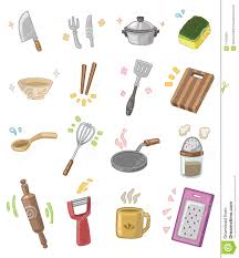 cartoon kitchen utensils stock