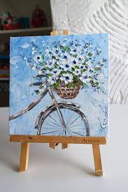 Oil painting flowers step by step. Floral Oil Painting Original Basket With Flowers On The Bike Oil Painting Flower Mini Flor Floral Oil Paintings Flower Art Painting Diy Art Painting