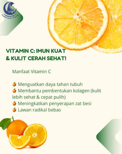 Vitamin C, Si Penjaga Imunitas! Vitamin C adalah salah satu vitamin yang  paling dikenal karena kemampuannya meningkatkan daya tahan tubuh dan  melindungi sel dari kerusakan. Selain itu, vitamin ini juga penting untuk