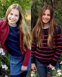 Princess Charlotte on her 9th birthday and on her 11th birthday❤️🌹 (1)  Princess Charlotte's 9th birthday photo was taken jn the garden of Adelaide  cottage, the family's home in Windsor in 2024