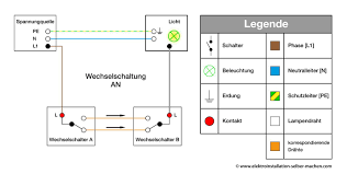 Wechselschaltung An Schaltplan Symbole Schaltzeichen Inkl Legende Elektroinstallation Elekt Elektroinstallation Selber Machen Elektroinstallation Elektro