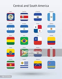 Flags of central and south america. Central And South America Square Icons Flags Collection Clipart Image