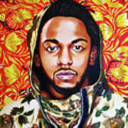 Kendrick Lamar Floral Portrait Original Acrylic Painting by Junko Abe