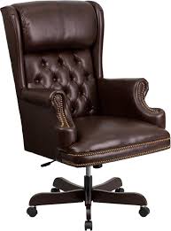 Pair an arm chair in an office with a love seat or position two arm chairs side by side. High Back Traditional Tufted Brown Leather Executive Ergonomic Office Chair With Oversized Headrest Nail Trim Arms Restaurant Furniture Org