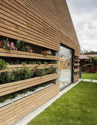 Exterior wall cladding designs #7: Super House Green Exterior Garage Ideas Exterior Wall Cladding Exterior Cladding Wooden Facade