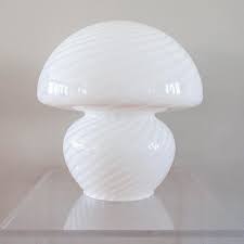 iconic italian mushroom lamp by vetri murano hand blown murano glass with a white swirl pattern the lamp is 12 wide at mushroom lamp lamp glass mushrooms