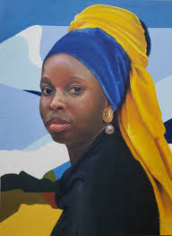 His Excellency Dr Irfaan Ali was today presented with a portrait from  Guyanese artist, Mr Compton Babb Jr. The well-known artist explained that  the piece was the first from his 'Black and