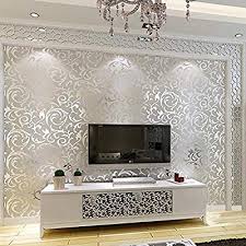 Amazon Com Home Sticker Elaco 10m Luxury Silver 3d Victorian Damask Embossed Wallpaper Rolls Home Ar Wallpaper Living Room Home Wallpaper Bedroom Wall Designs