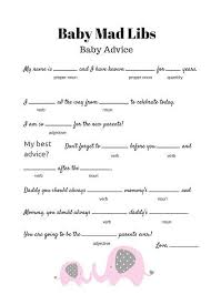 1pink Elephant Free Baby Shower Mad Libs Game Baby Advice Game Baby Shower Mad Libs Free Baby Shower Free Printable Baby Shower Games