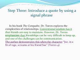 The quoted text is enclosed in quotation marks or formatted as a block quote. Integrating Quotes For Website