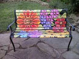 Garden Bench Painted Seating Areas 52 Ideas Painted Outdoor Furniture Painted Seating Painted Benches
