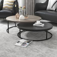 Walnut/white coffee table set, laser engraving, rustic coffee table, wood coffee table, modern coffee table, wood art solid nesting table bimobilia. Modern Round Nesting Coffee Table 2 Piece Extendable Gray Black Living Room Accent Table Table Decor Living Room Living Room Accent Tables Coffee Table Decor Living Room