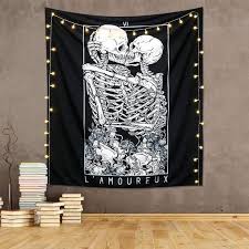 L Amoureux Skeleton Lover Tapestry Etsy In 2020 Room Tapestry Flower Tapestry Tapestry
