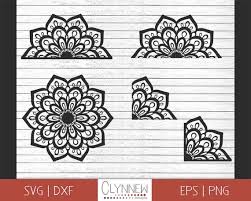 Download Half Mandala Svg Flower Corner Svg Designs Black Tattoo Etsy