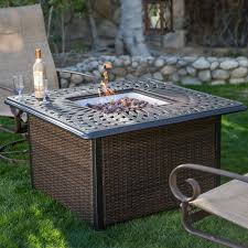 Belham Living Florentine 42 In Square Propane Fire Pit Table With Wicker Base Propane Fire Pit Table Fire Pit Table Glass Fire Pit