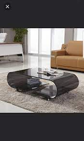 Coffee table inset tempered glass top hand crafted walnut frame. Sleek Black Tempered Glass Coffee Table Furniture Home Living Furniture Tables Sets On Carousell