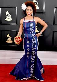 This Singer Wore A Make America Great Again Dress To Grammys Colorful Dresses Nice Dresses Dresses