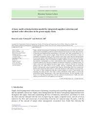 Maybe you would like to learn more about one of these? Pdf A Fuzzy Multi Criteria Decision Model For Integrated Suppliers Selection And Optimal Order Allocation In The Green Supply Chain