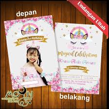 Sebetulnya undangan ulang tahun juga bisa di buat melalui ms word namun fitur ms word kurang lengkap dan bukan untuk bagian desain sehingganya dalam mendesain undangan banyak kekurangan. Undangan Ulang Tahun Custom Tema Unicorn Free Plasti Shopee Indonesia