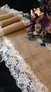 Burlap Table Runner Ivory Lace Wedding Table Runner 14 Width Lace On Edges Cou Burlap Lace Table Runner Lace Table Runner Wedding Table Runners Wedding