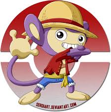 one piece x pokemon luffy x aipom by sergiart on deviantart pokemon anime funny cute pokemon