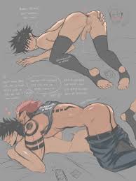 Rule 34 Dev - 2boys anal anal_sex anus arm_tattoo ass black_hair  black_hair_bottom blush cellphone clothes_lift clothes_pull condom  condom_wrapper domination english_text facial_tattoo fushiguro_megumi gay  happy heart jujutsu_kaisen kenkaru86 ...