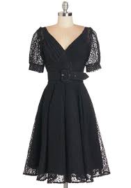 Take A Curtsy Dress Black Long Solid Belted Party Cocktail Vintage Inspired A Line Short Sleeves Lace Gi Mod Cloth Dresses Cute Dresses Retro Dress