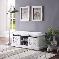 Shop bypass barn door hardware kits, barn doors, rustic furniture, spiral stair kits, and more. Carrie White Storage Bench With Sliding Doors Kirklands