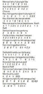 Ku harus menemui cintaku mencari tahu hubungan kita apa masih atau tlah berakhir. Not Angka Pianika Lagu Melly Goeslaw Gantung