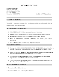 Beverage and for sample food manager cv. F B Accounts Cost Controller C V Satheesh Reddy
