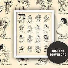 Boobs Breast Types Chart 8x10 Wall Art Print Instant Digital Download Cream Yellow Version