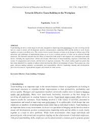 Pdf Towards Effective Team Building In The Workplace