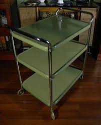 Retro metal kitchen cart on wheels. Tea Trolleys On Wheels Metal Bar Cart Vintage House Vintage Carts