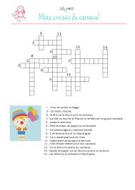 Mots Croises Du Carnaval Mots Croises Carnaval Mots Croises Enfants