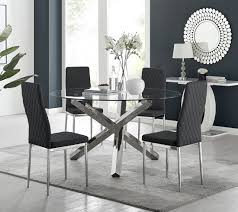 Glass tables and comfortable chairs for your dining room. Large Vogue Dining Table Milan Chairs Furniturebox