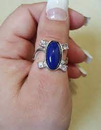 Elena Gilbert Rings The Vampire Diaries Inspired Jewelry Lazuli Ring Cosplay Ring Vampire Diaries Jewelry Lapis Lazuli Ring 14k White Gold Engagement Rings