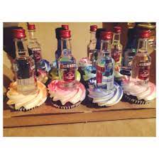 Cupcakes With Mini Alcohol Bottles For 21st Birthday 21st Birthday Cake Alcohol Mini Alcohol Bottles Mini Liquor Bottles