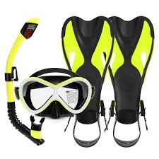 What equipment is used in scuba diving? Tempered Glass Lens Snorkeling Mask Automatic Breathing Tube Ertong Children Snorkel Set Kids Scuba Diving Equipment Packages Including Adjustable Swimming Fins Flippers Outdoor Recreation Water Sports