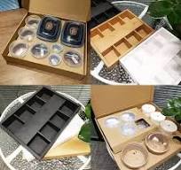 Custom Kraft Platter Box Container with Sauce Cup Compartment for Sushi Delicatessen Catering Churros Dessert Grazing Stored Lid