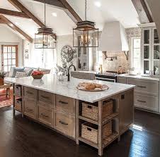 1 Choice Natural Wood Island With Greige Or White Cabinets Farmhouse Kitchen Design Rustic Kitchen Home Decor Kitchen